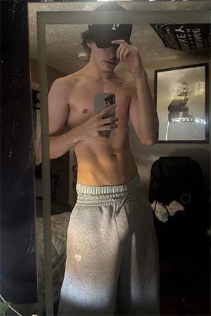 Under this twink’s grey sweatpants, Bakersfield, CA