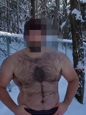 Untamed hairy bear in cold Anchorage, Alaska