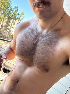 Stache, pubes and coffee, perfect morning trio, Houston TX